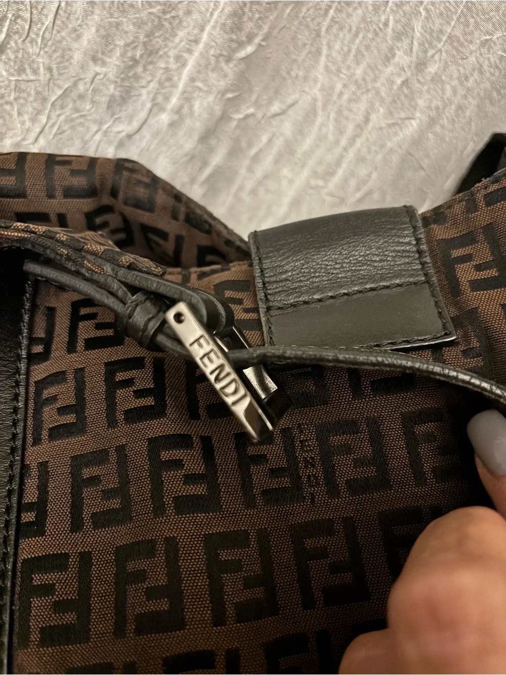 Fendi Vintage Zucchino FF Monogram 8BR091 Brown Hobo Shoulder Bag Authentic COA